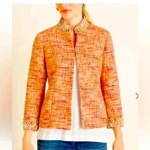 CHICO’S Embellished Tweed Jacket Size Medium